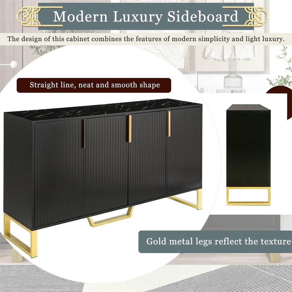 Merax Modern 4 door Sideboard with Metal Handles   Legs
