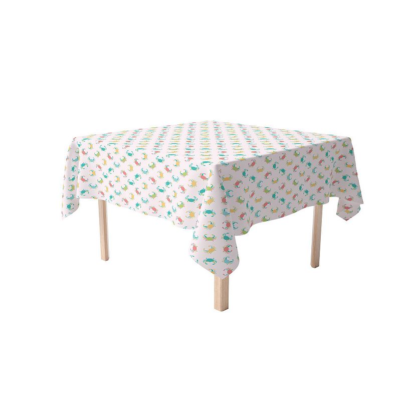 Square Tablecloth， 100% Cotton， 60x60， Colorful Crabs