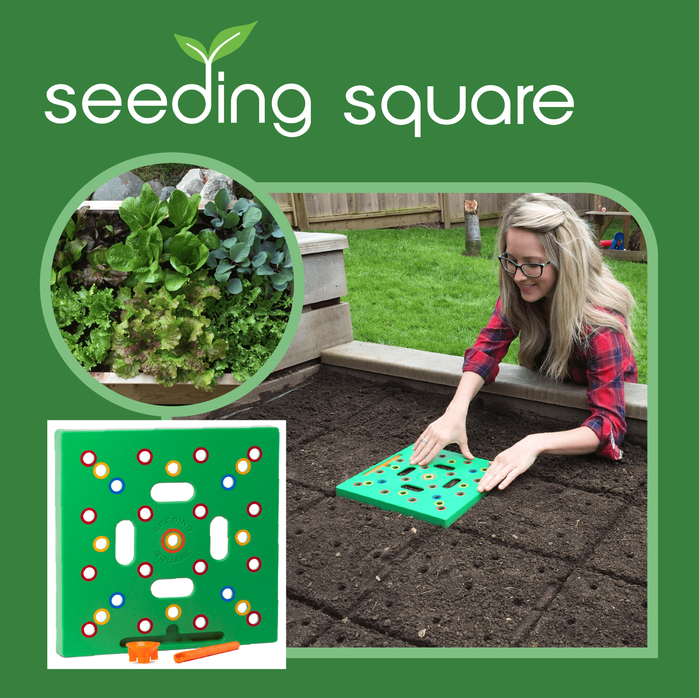 Seeding Square: A Seed-Sowing Template – Grow Perfectly Spaced Vegetables, Reduce Weeds, Conserve Water & Maximize Yield – Square-Foot-Gardening Seed and Seedling Spacer Tool