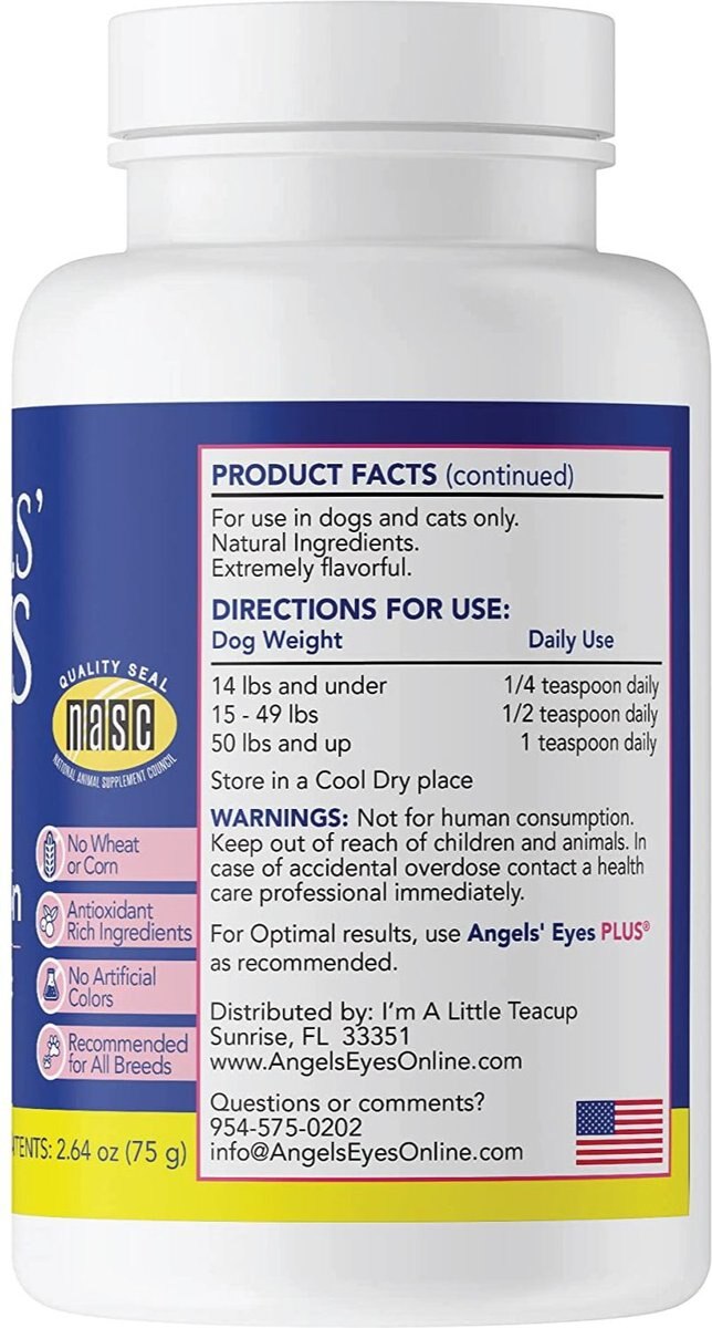 Angels' Eyes Plus Chicken Flavored Powder Tear Stain Supplement for Dogs and Cats