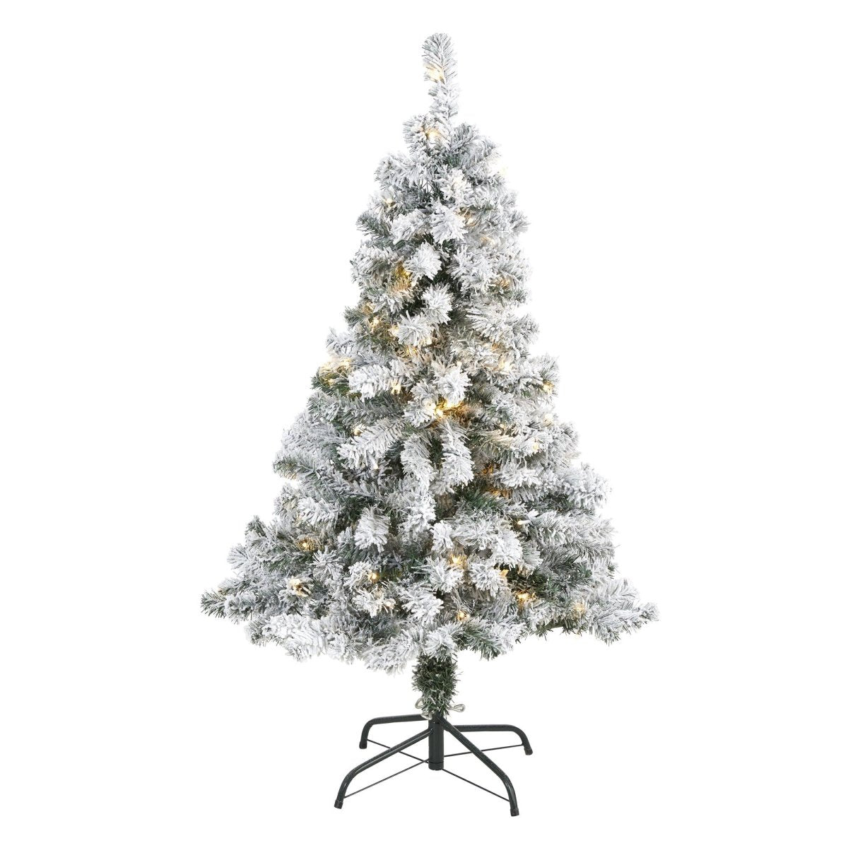 4’ Flocked Rock Springs Spruce Artificial Christmas Tree with 100 Clear LED Lights