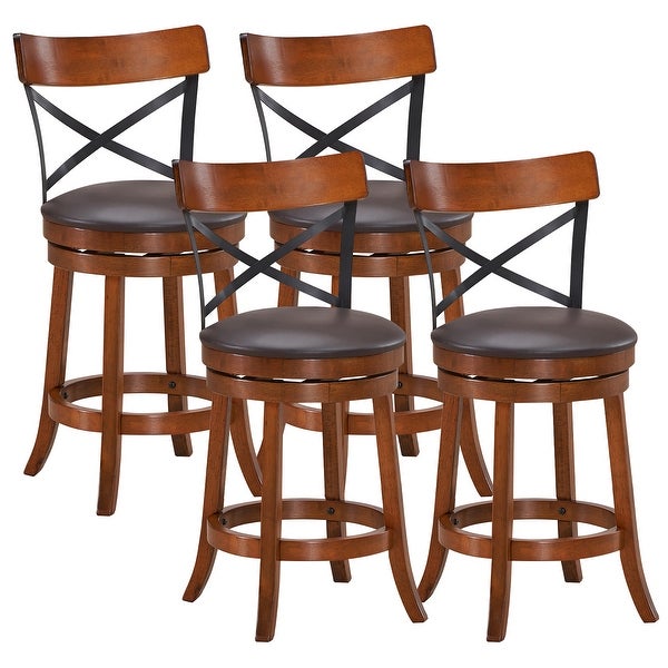 Costway Set of 4 Bar Stools Swivel 25'' Dining Bar Chairs with Rubber