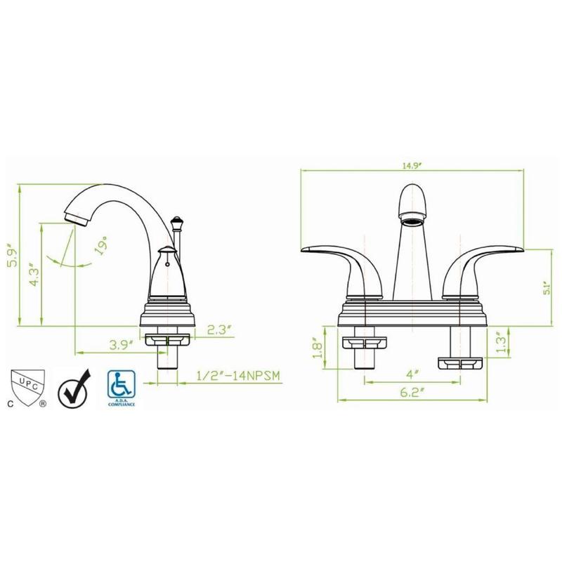 Ultra Faucets UF4501 Centerset Bathroom Sink Faucet