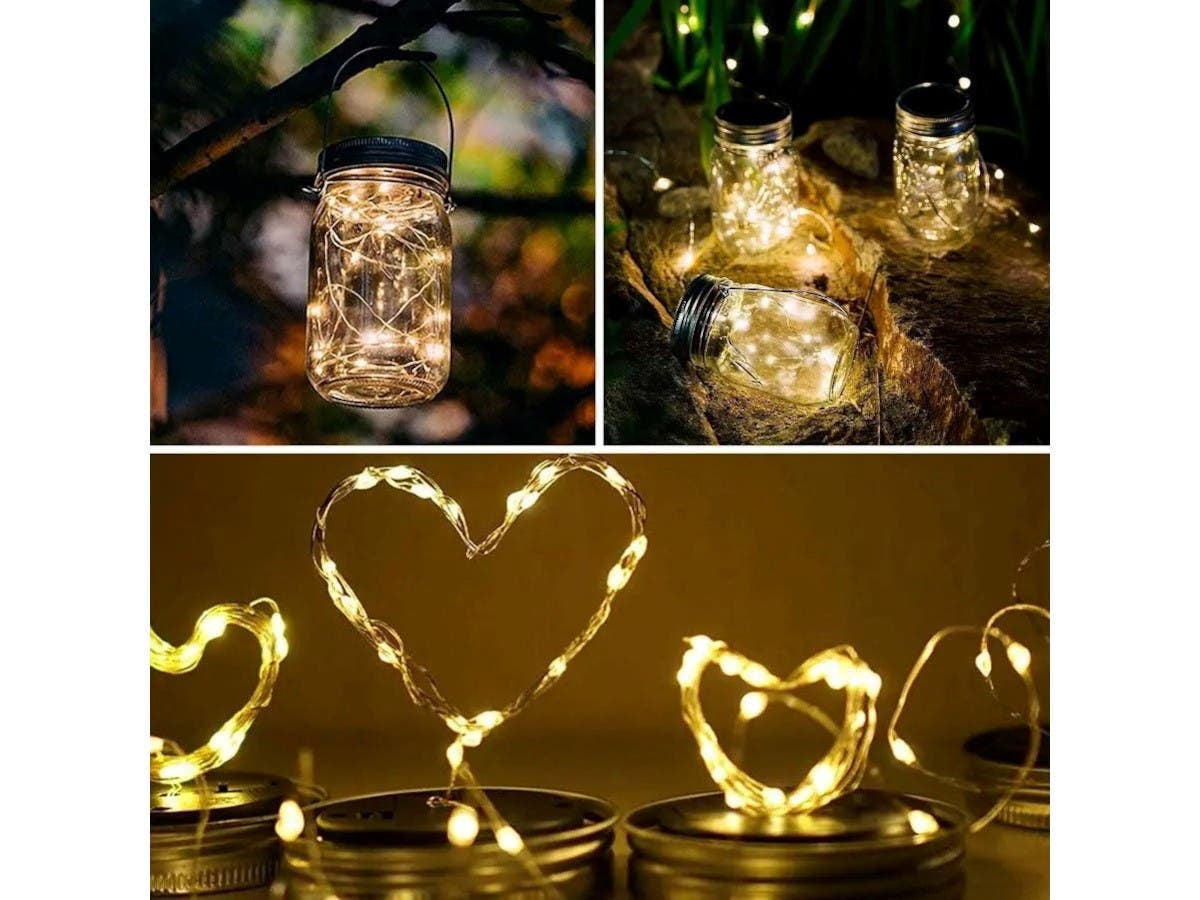 MPM Solar Mason Jar Lights，8 Pack 30 Led Hanging String Fairy Jar Solar Lantern Lights for Outdoor Patio Garden Yard and Lawn Decoration