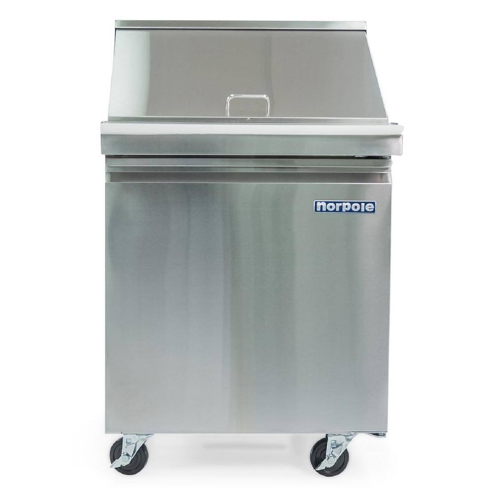 Norpole 6 cu. ft. Single Door Mega Top Prep Table Commercial Refrigerator in Stainless Steel NP1R-SWMT