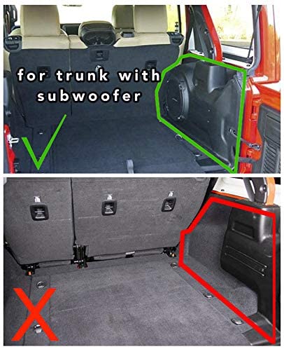 3W Cargo Liner for Jeep Wrangler JL 2018-2023 with subwoofer Trunk Mat for JL Unlimited 4-Door (Not for JK or Without subwoofer)， Black