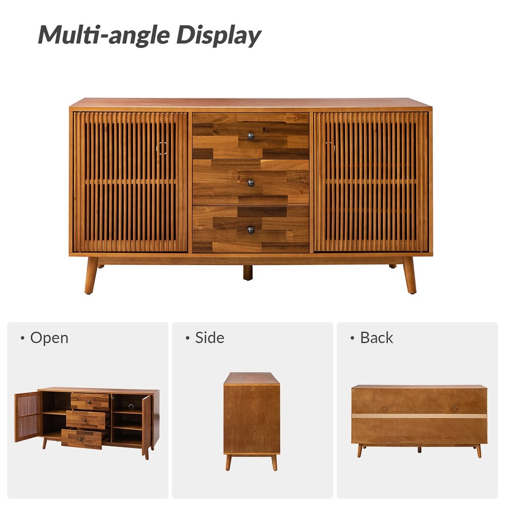 Crrillus Mid century Sideboard with Slatted Doors by HULALA HOME