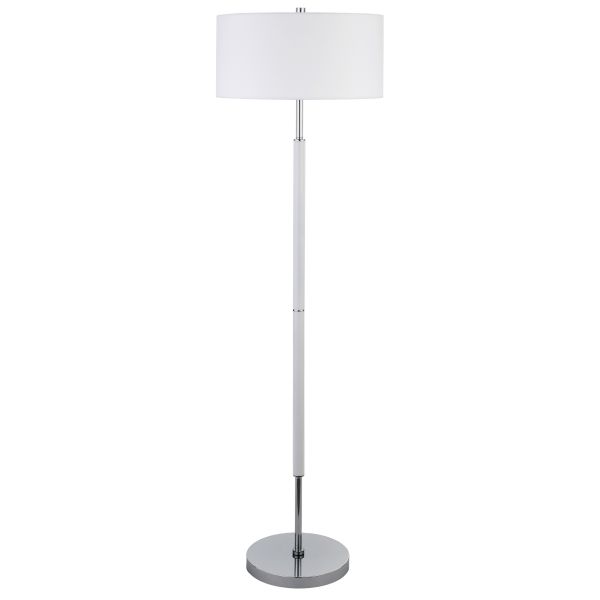 Simone 2-Light Floor Lamp with Fabric Shade in Matte White/Polished Nickel /White