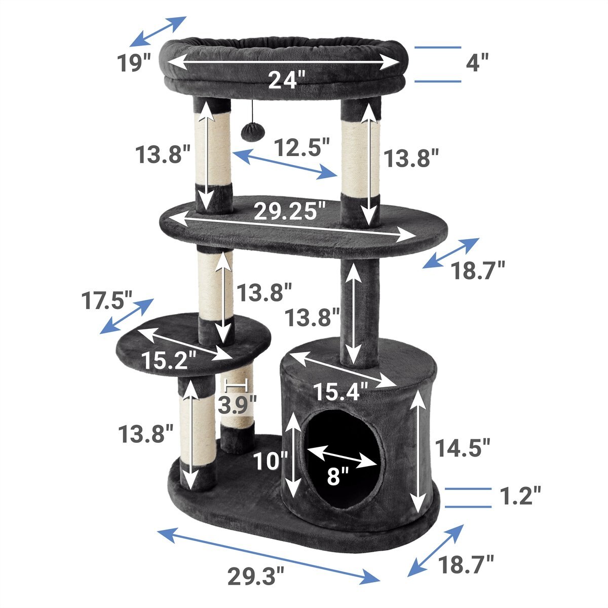 Frisco 48.25-in Heavy Duty Faux Fur Cat Tree and Condo