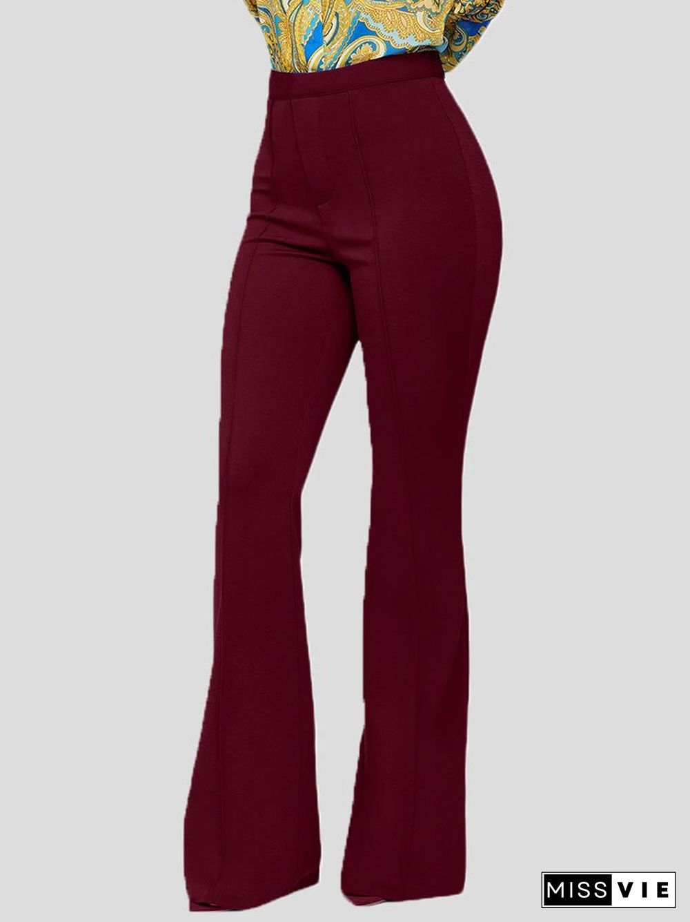 Women'S Pants Solid Slim High Waist Flared Pants