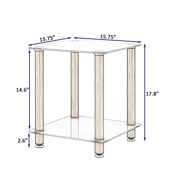 1-Piece Black Side Table ， 2-Tier Space End Table ，Modern Night Stand， Sofa table， Side Table with Storage Shelve