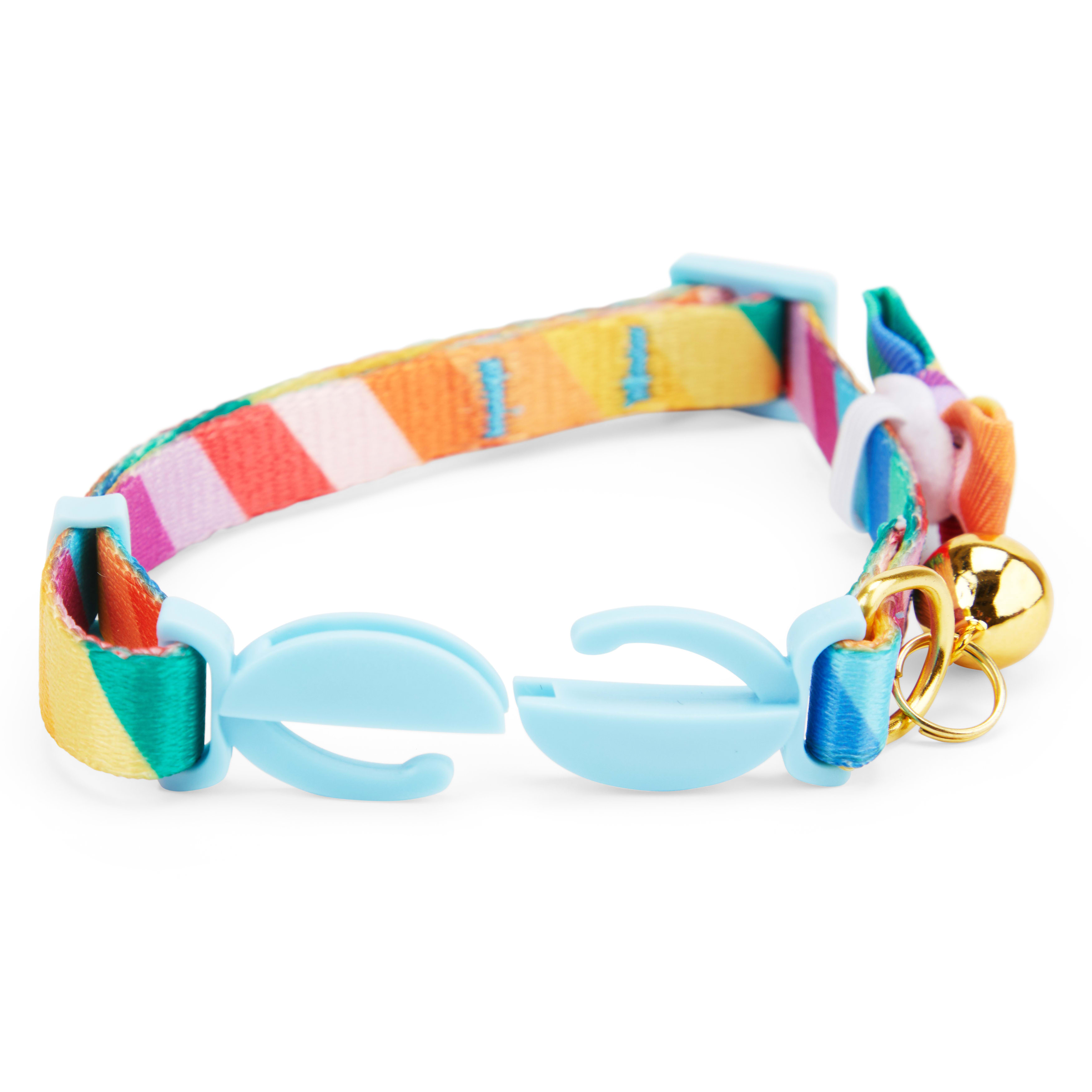 YOULY Rainbow Slant Cat Collar， Medium