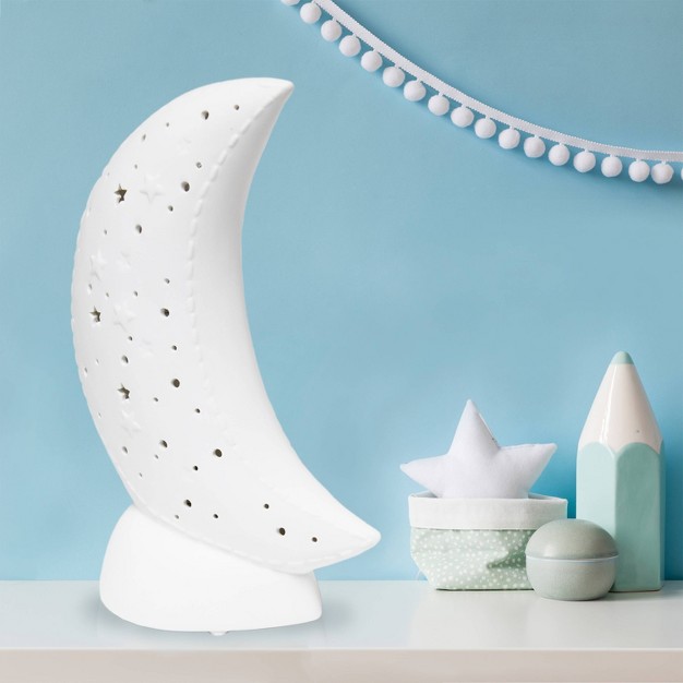 Porcelain Moon Shaped Table Lamp White Simple Designs