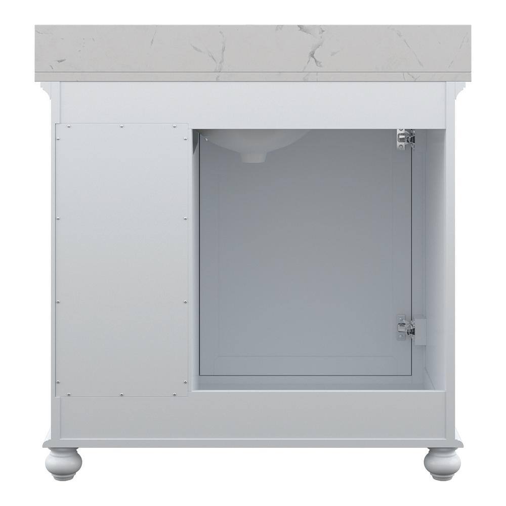 Home Decorators Collection Lamport 37 in. x 22 in. D Bath Vanity in White with Engineered Stone Vanity Top in White LMWVT3622D