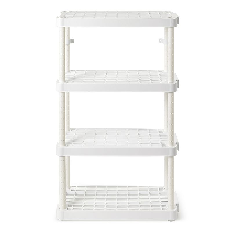 Gracious Living Medium Duty 4 Tier Ventilated Shelving Units， White (2 Pack)