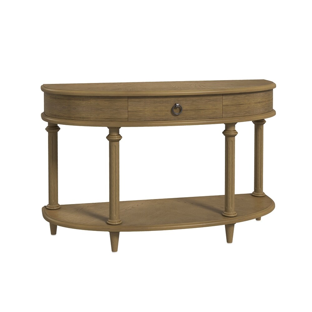 （Preferred Choice for Fine Wood Furniture) Semi Circular Table 46'' Console Table；Classic Vintage Brown   46\