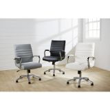 Modern Comfort Winsley Bonded Leather Mid-Back Manager's Chair， Black/Silver， BIFMA Certified