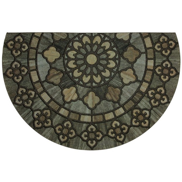 Floral Half circle Doormat Black Mohawk