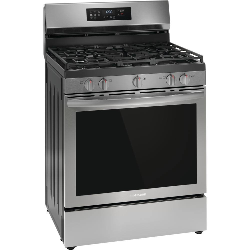 Frigidaire 30 in. 5.1 cu. ft. 5 burner Freestanding Gas Range in Stainless Steel with Air Fry FCRG3083AS