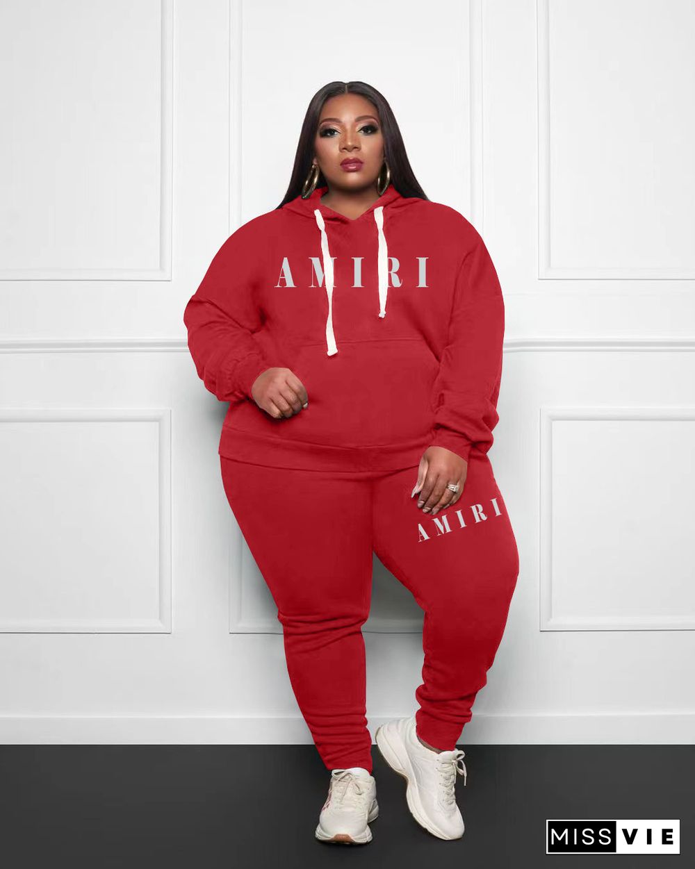 Plus Size Hoodies Sweatshirt Joggers Pants Suit