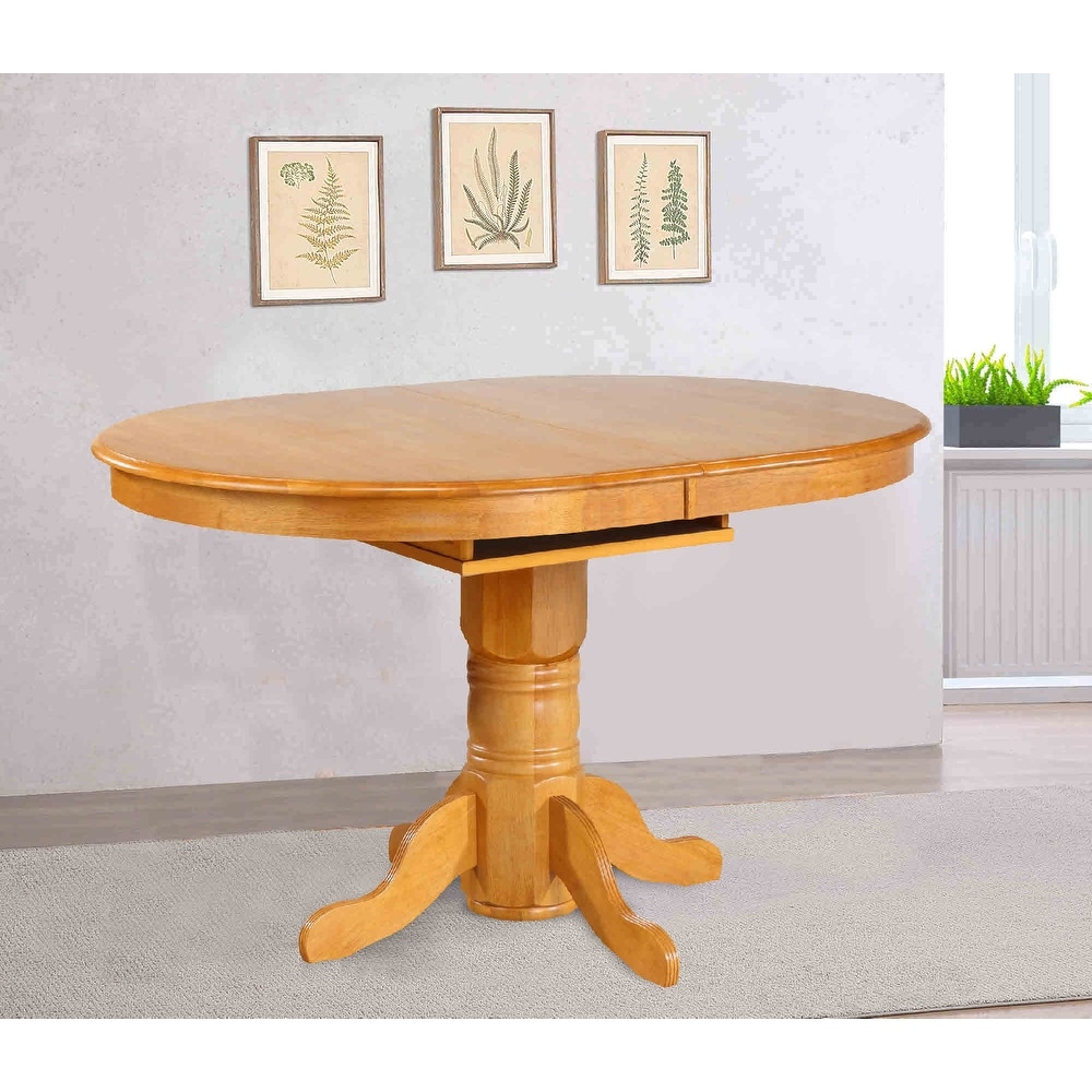 Oak Selections 54 in. Oval Extendable Butterfly Leaf Light Oak Wood Pub Dining Table (Seats 8)   54\