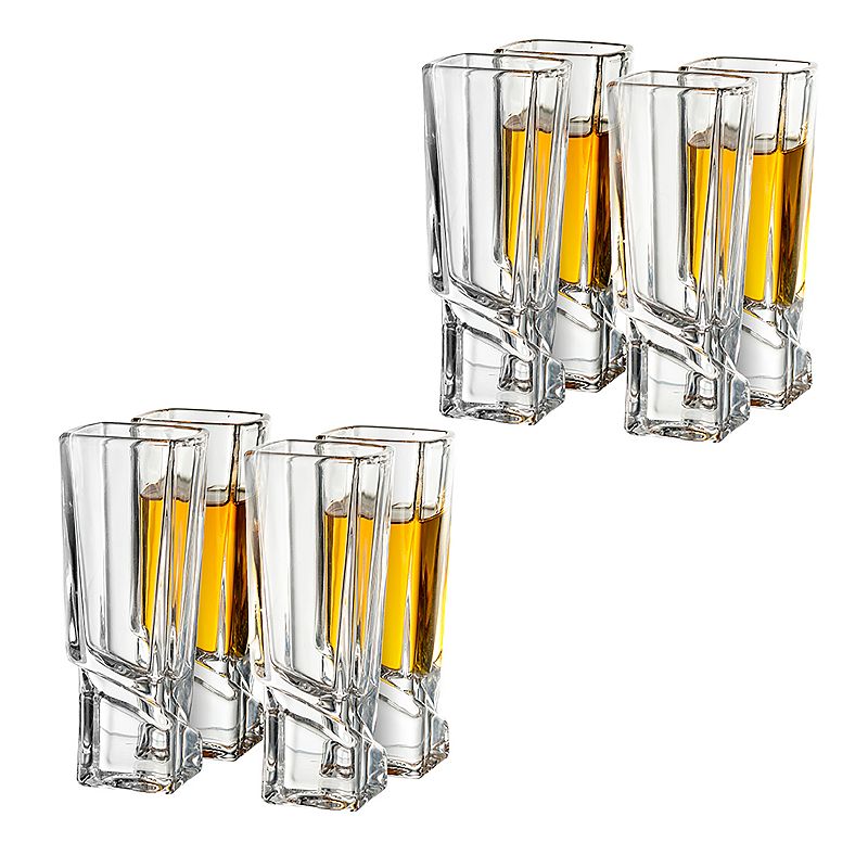 JoyJolt Carre 8-pc. Square Heavy-Base Crystal Shot Glass Set