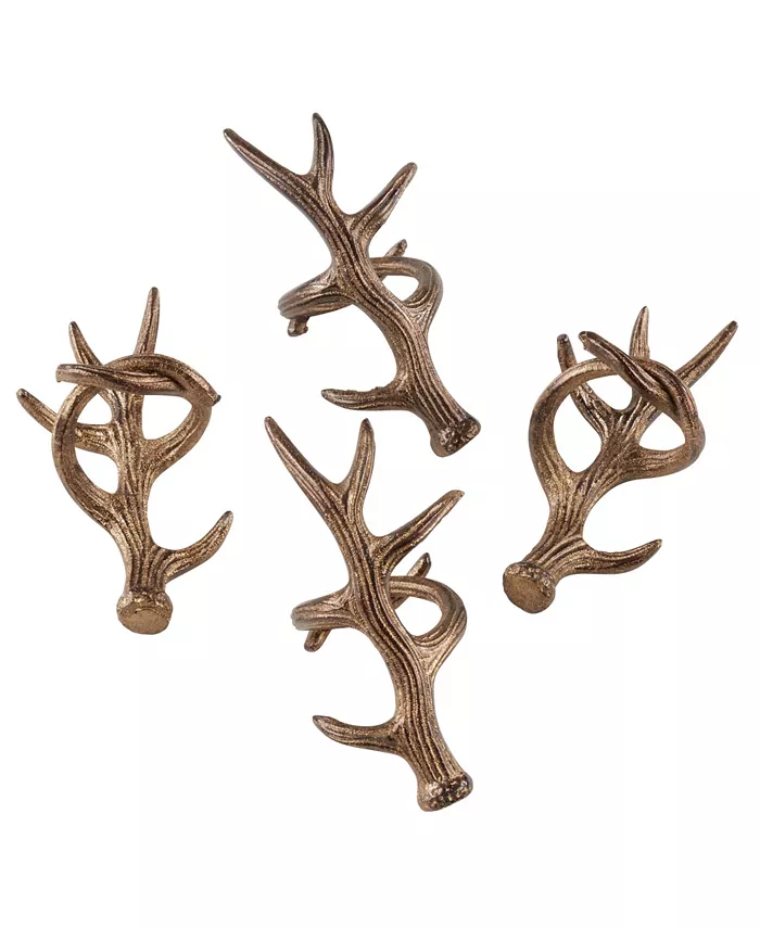 Saro Lifestyle Rustic Napkin Ring With Antler Design Set of 4