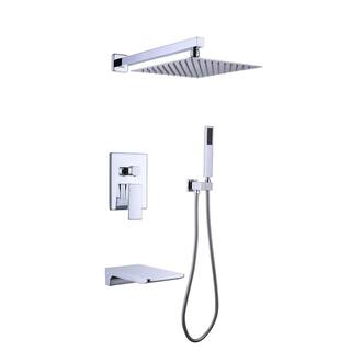 Hlihome Single-Handle 1-Spray Tub and Shower Faucet with 2 GPM 10 in. 3 Functions Dual Shower Heads in Chrome LYJ-7011-CP-10