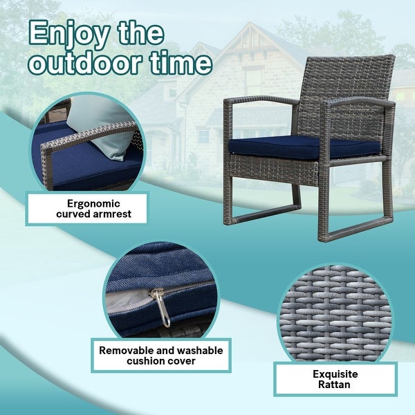 3-pc. Outdoor Cushioned Wicker Chat Set - Overstock - 32465550