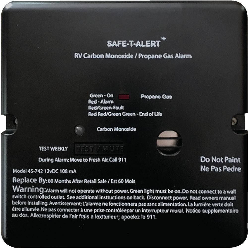 MTI Industries 45 Series Safe-T-Alert Dual Carbon MonoxidePropane Alarm in Black 45-742-BL