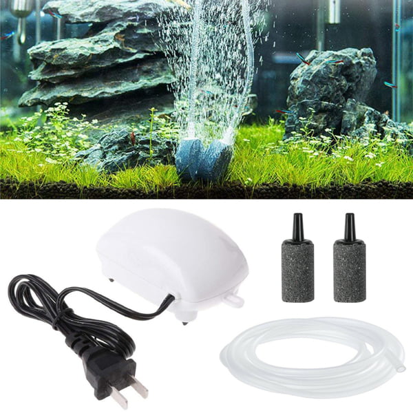 Fithood Aquarium Air Pump One Outlet Aerator Oxygen Hose Quiet Compressor for fishf Tank