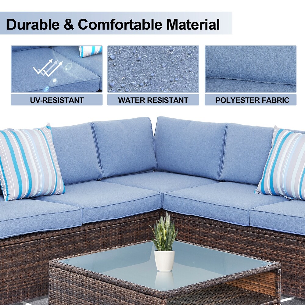 Tappio 4 Piece Outdoor Wicker Sectional Sofa Set with Waterproof Cover