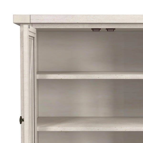 Hillsdale Bayside Wood 2 Door Console Cabinet， Antique White - 33H x 29W x 11.5D