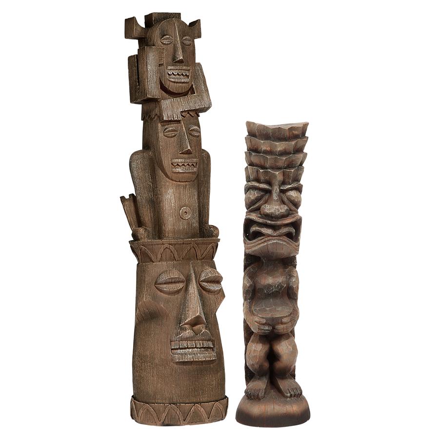 Design Toscano Tiki Gods: the Art of Celebration Statues Set of Luau & Three Pleasures Gods