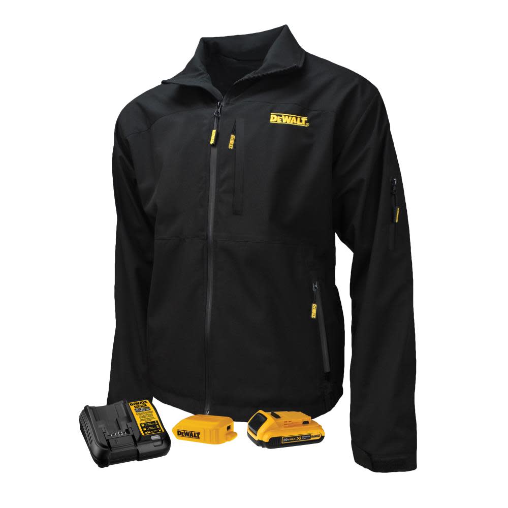 DW Mens Heated Kit Soft Shell Jacket With Battery/Charger Black XL DCHJ090BD1-XL from DW