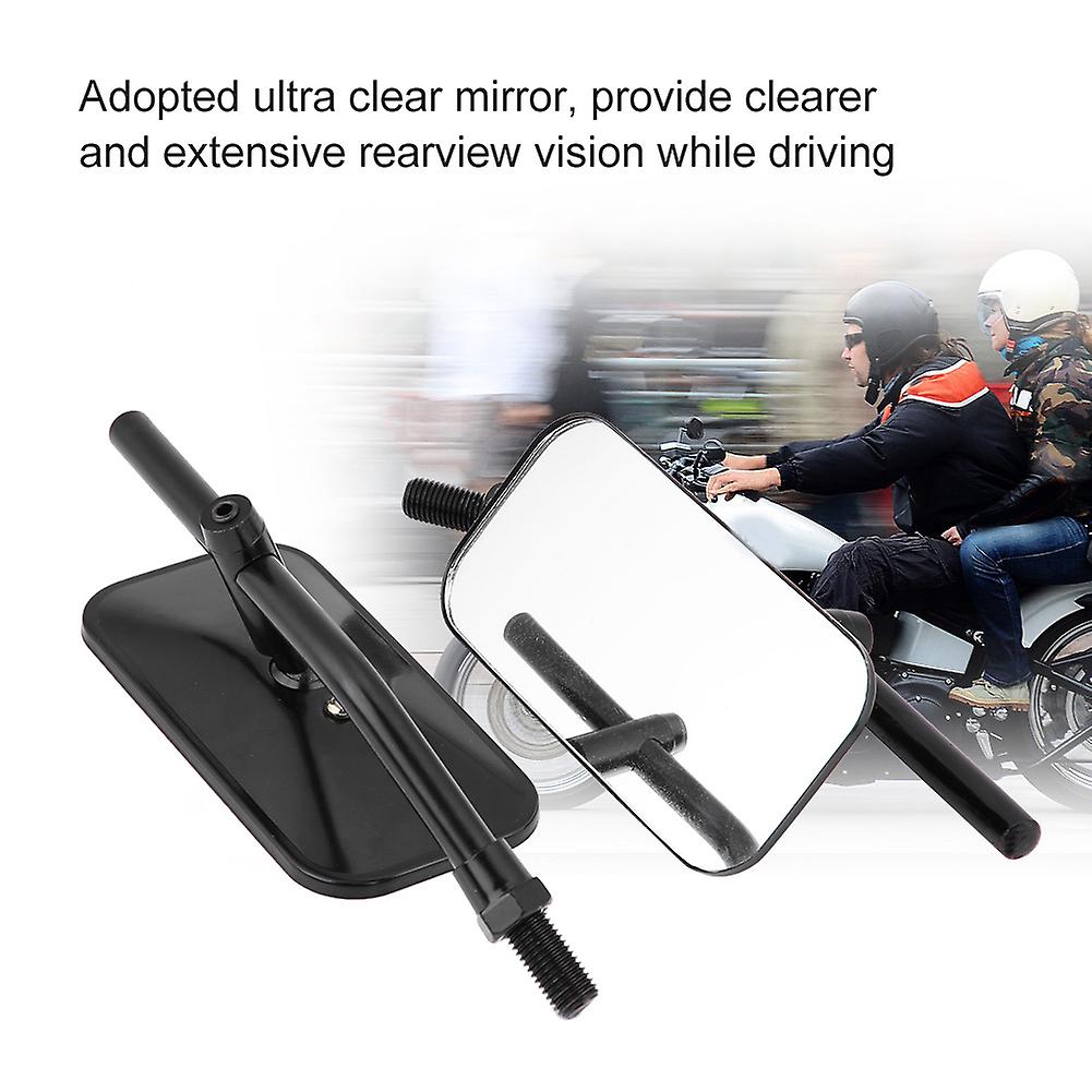 1 Pair Of Rectangle Motorcycle Side Mirror Rear View Mirror For Motorcycle Black