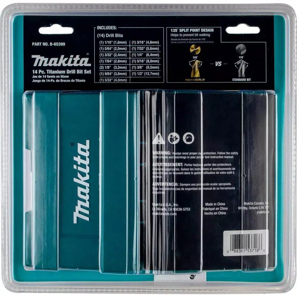 Makita Impact 1/4 in. Hex Shank Gold Titanium Drill Bit Set (14-Piece) and#8211; XDC Depot