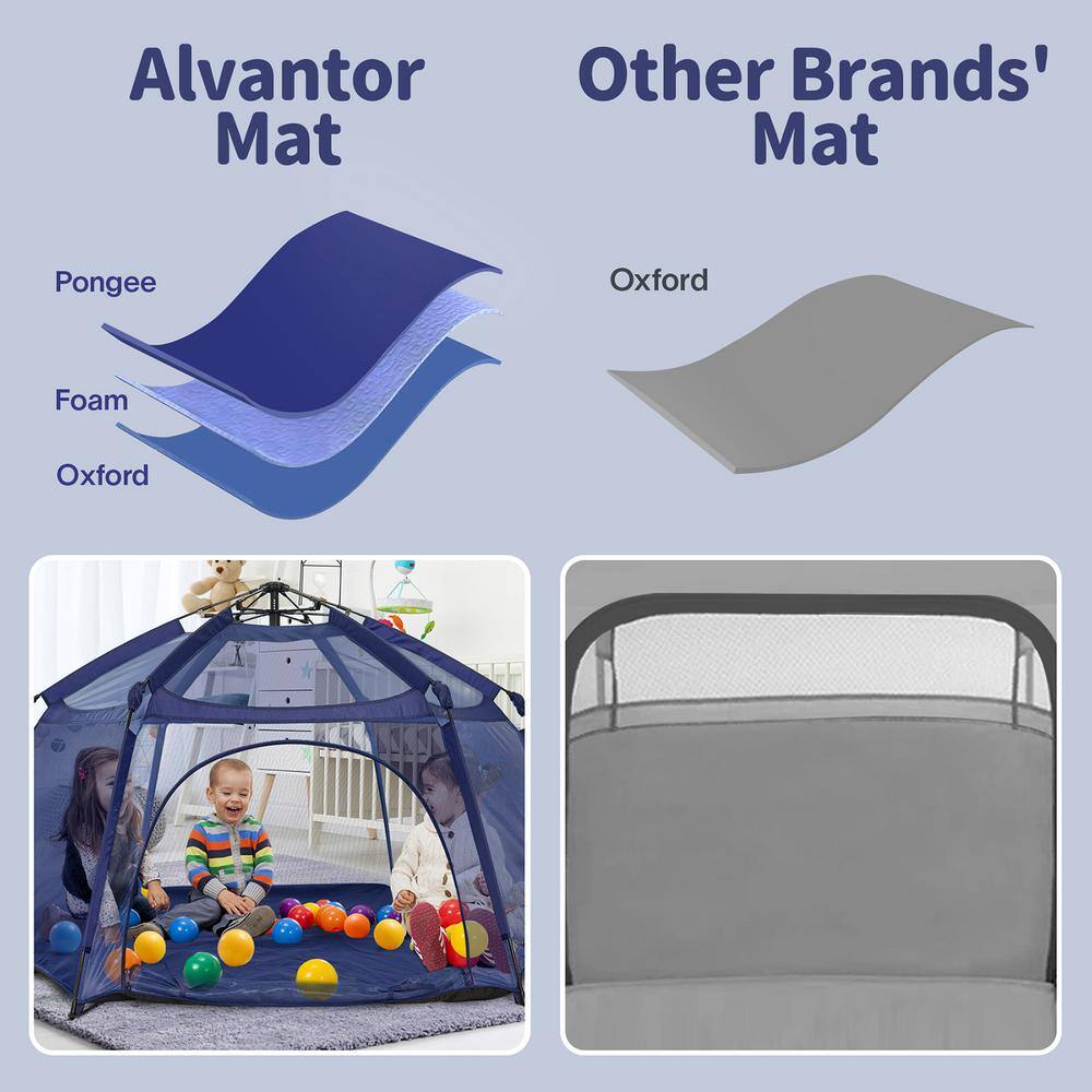 Alvantor 84 in. x 84 in. x 44 in. Navy Pop Up Portable Play Yard Canopy Tent Kids Playpen Fully Enclosed Mesh Top No Waterproof 8053