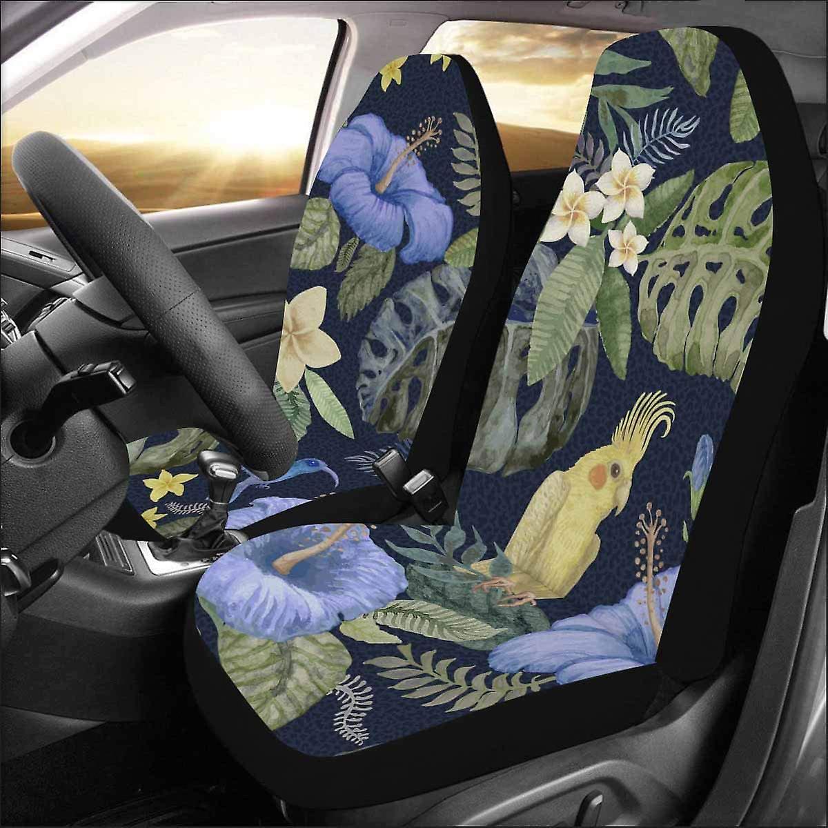 Set Of 2 Car Seat Covers Parrot Bougainvillea Universal Auto Front Seats Protector Fits For Car，suv Sedan，truck D---75806