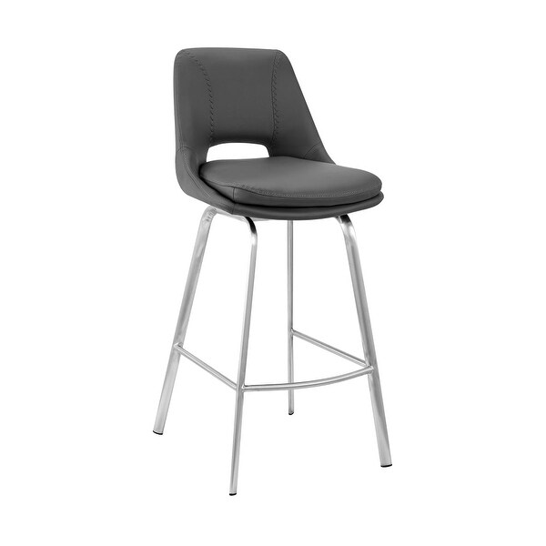 26 Inch Open Back Leatherette Swivel Counter Stool - 22 L x 17 W x 37 H Inches