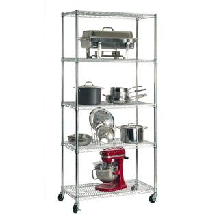 Seville Classics UltraDurable Silver 5-Tier NSF-Certified Wire Steel Garage Storage Shelving (36 in. W x 18 in. D x 75 in. H) WEB690