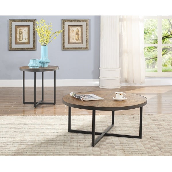 Carbon Loft Moscovitz Rustic Poplar Round End Table