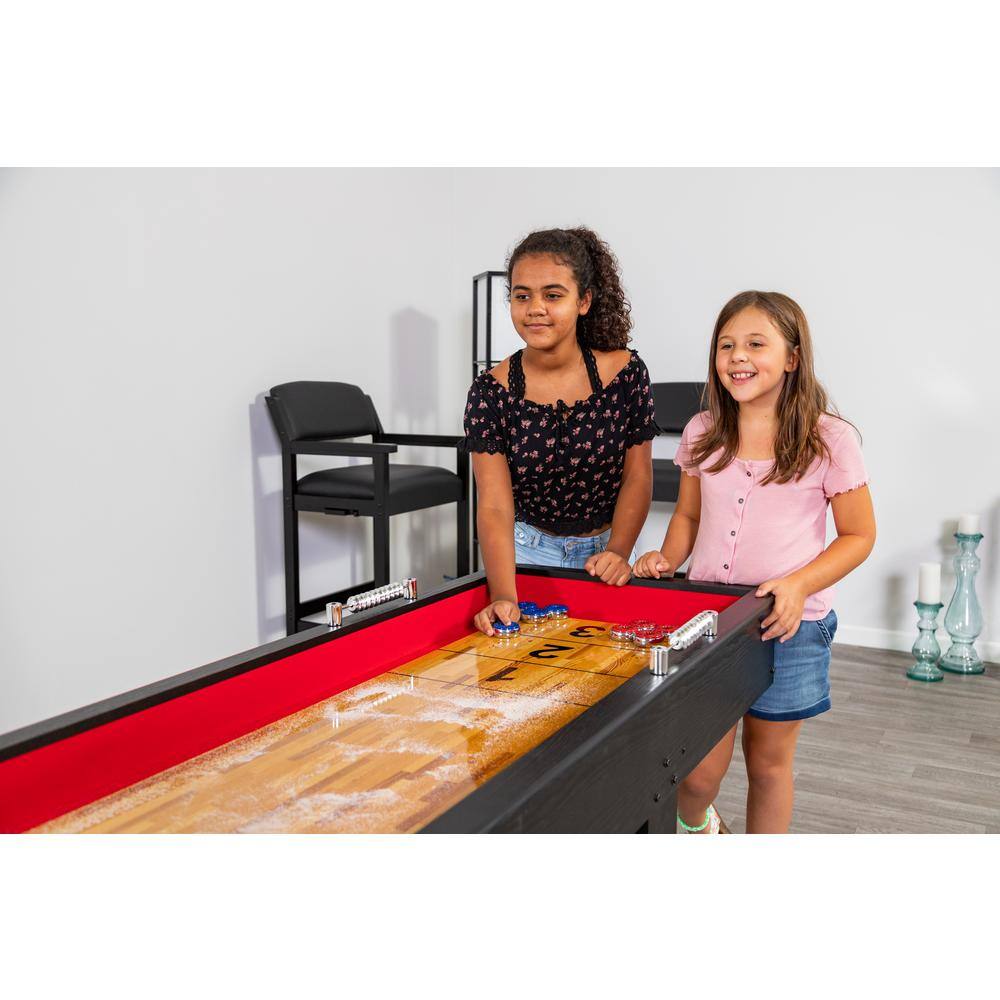 Hathaway Avenger 9 ft. Avenger Shuffleboard for Family Game Rooms with Padded Gutters Leg Levelers 8 Pucks and Wax BG1203