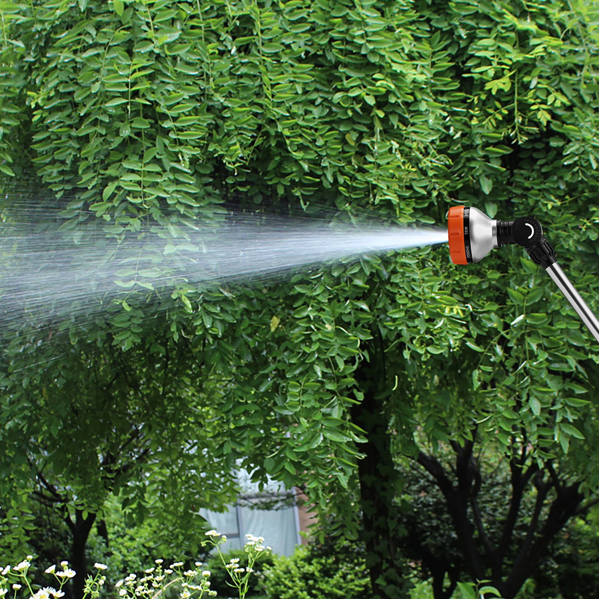 Sunisery Garden Adjustable Watering Wand，180 Degrees Rotating Head 10 Patterns Telescopic Long Hose Nozzle Sprayer