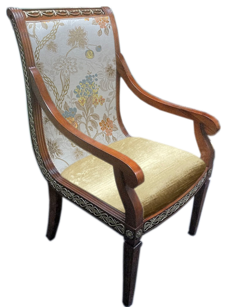 Naeem Cotton Armchair With Floral Fabric   Traditional   Dining Chairs   by Infinity Furniture  Houzz