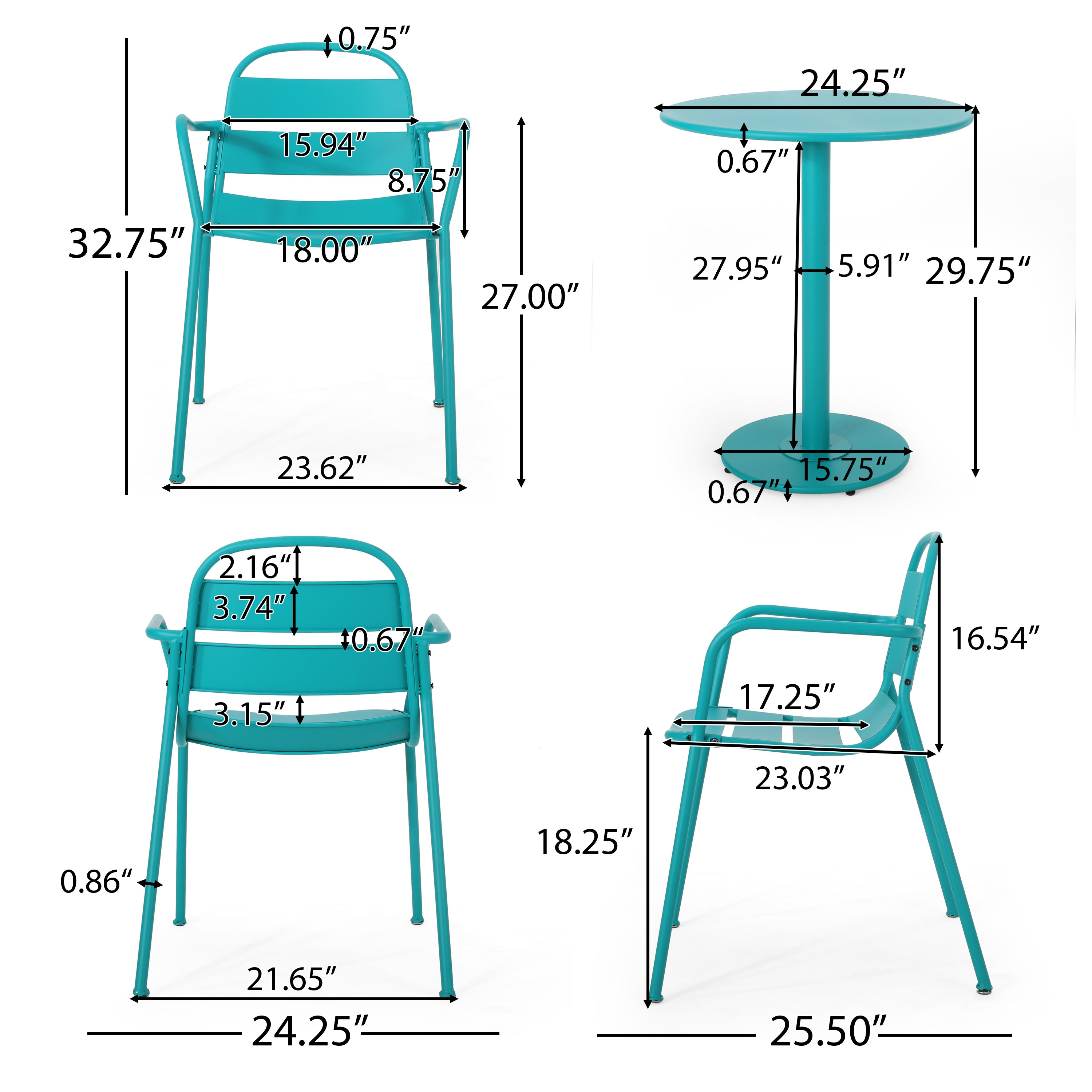 Keairns Outdoor 3 Piece Bistro Set