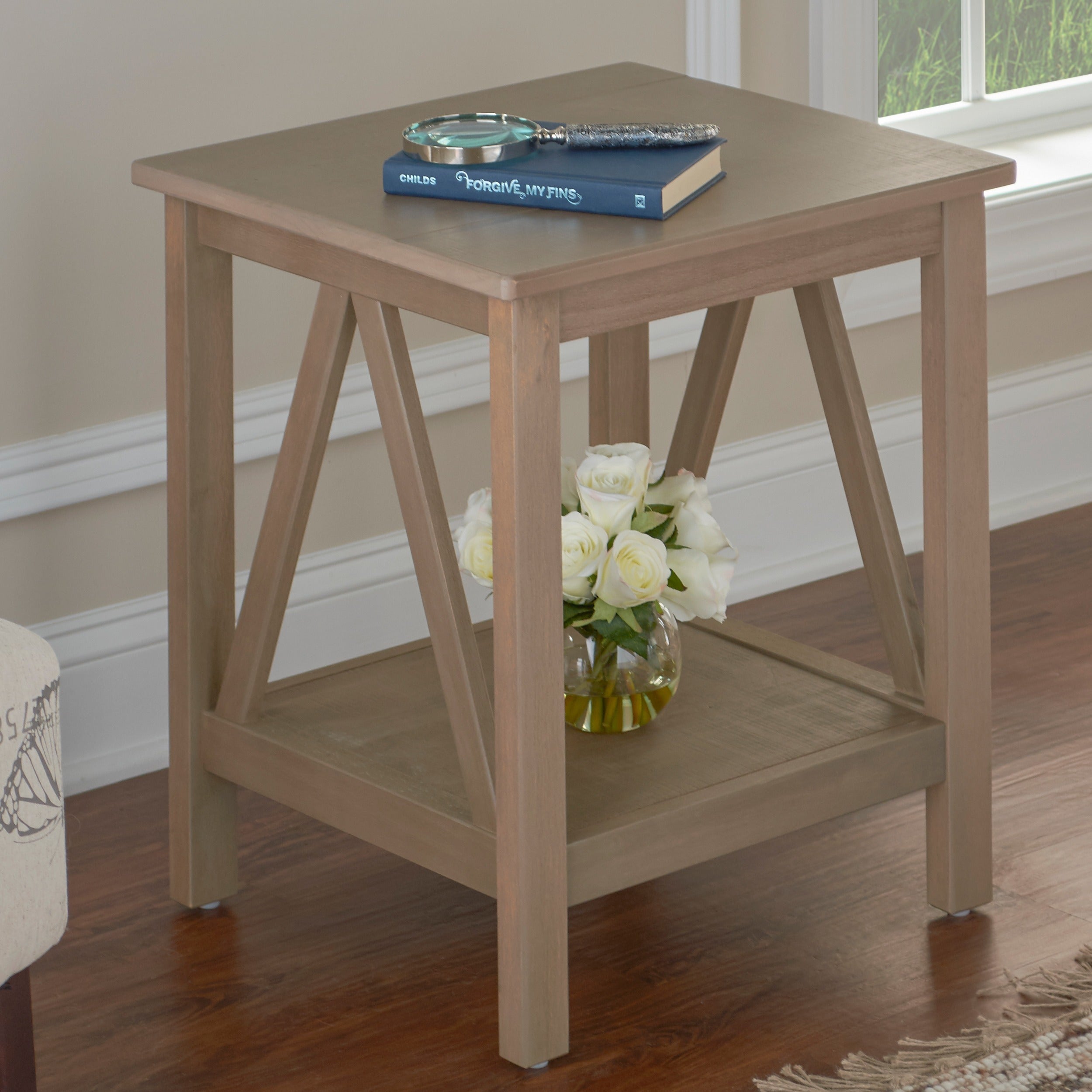 Linon Elaine Driftwood End Table