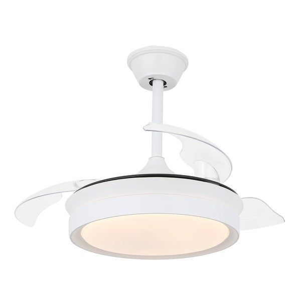 Round 36-inch LED Retractable Ceiling Fan with Remote 3 Color Tones Quiet Ceiling Fan for Living Room and Bedroom - 36 Inches Shopping - The Best Deals on Ceiling Fans | 34480528