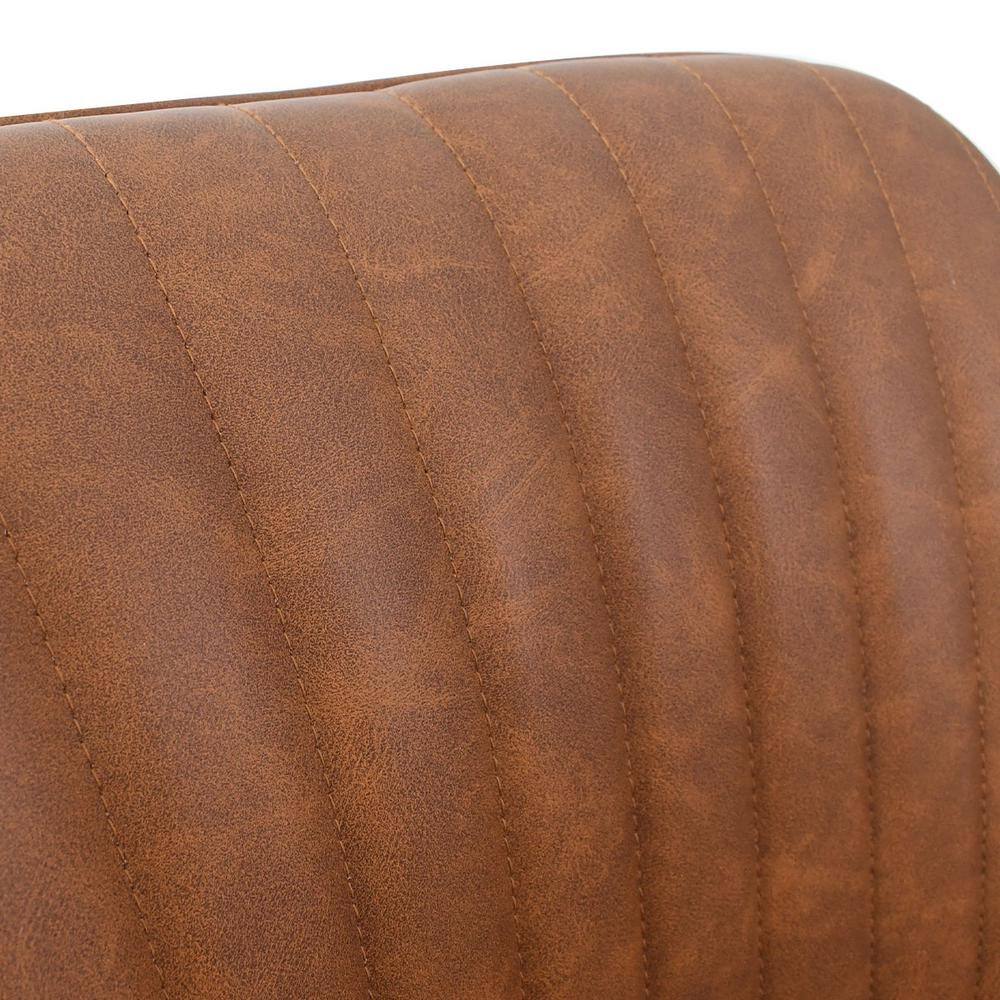 Elevens Boston Brown Faux Leather Upholstered Side Chair with Arms (Set of 2) BOSTON-ARM-BROWN