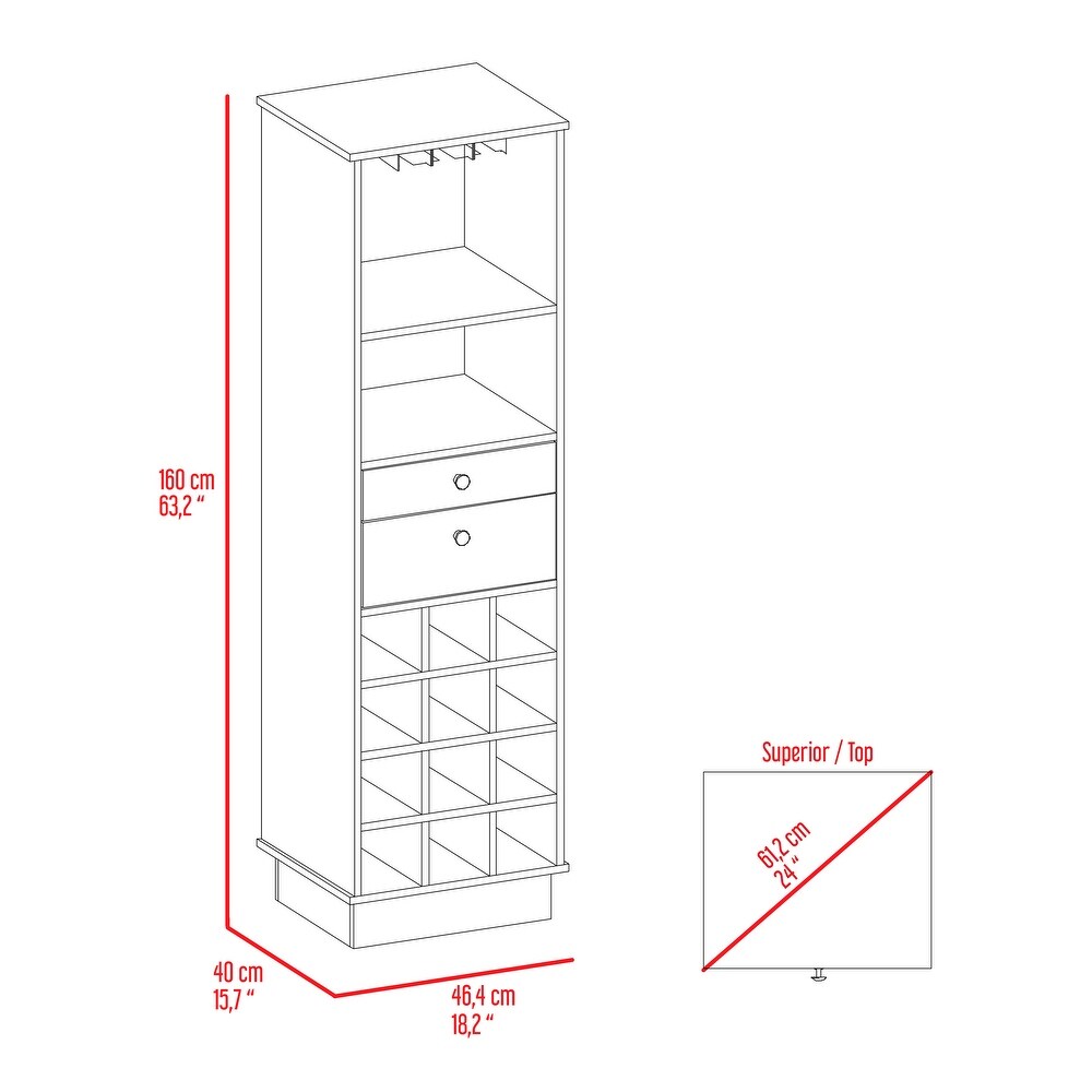 Pierpont 12 Bottle 2 Drawer 1 Shelf Bar Cabinet Black Wengue